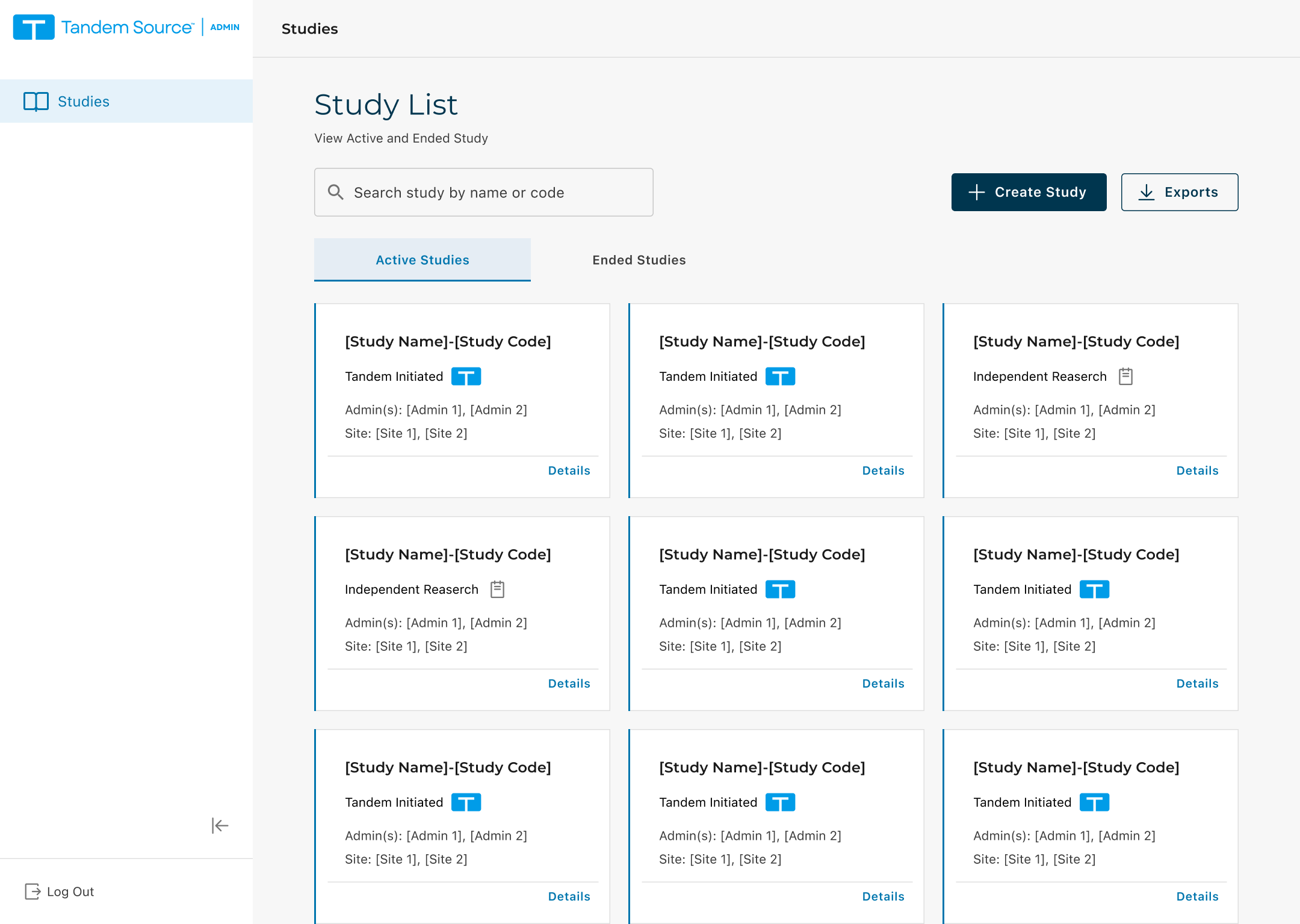 Study cards emphasizing key identifiers and status